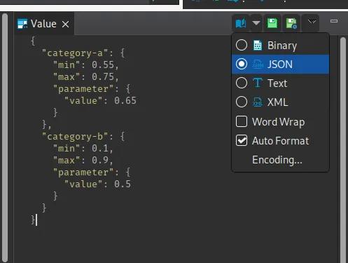 screenshot formátovania JSON v DBeaver